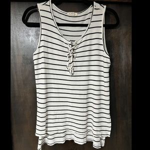 Soft white and black striped tank